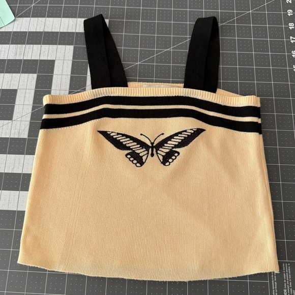Fudge‎ Rock XS Butterfly Knit Baby Ribbed Tank Top Y2K Festival Coquette - Picture 1 of 6